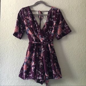 Purple Floral Romper